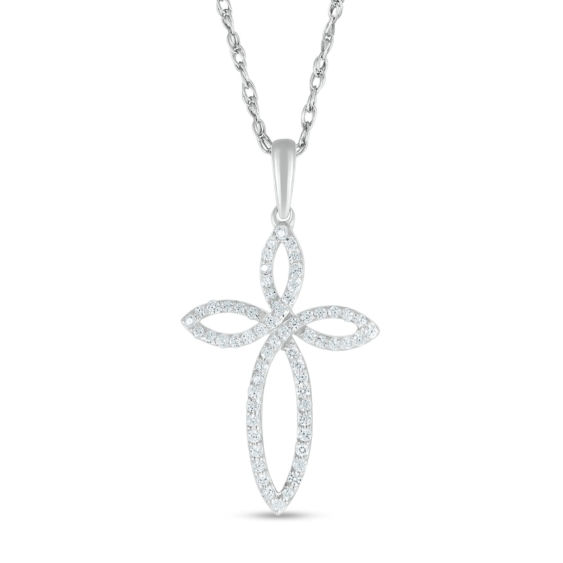 0.18 CT. T.W. Diamond Loop Cross Pendant in Sterling Silver|Peoples Jewellers