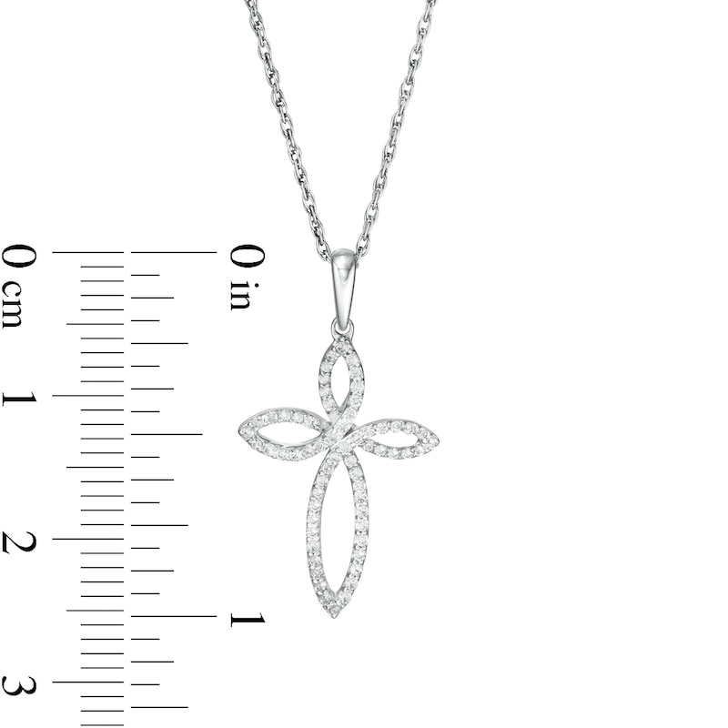 0.18 CT. T.W. Diamond Loop Cross Pendant in Sterling Silver|Peoples Jewellers