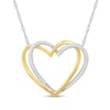 Thumbnail Image 0 of 0.117 CT. T.W. Diamond Interlocking Hearts Necklace in Sterling Silver and 10K Gold