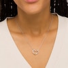 Thumbnail Image 1 of 0.117 CT. T.W. Diamond Interlocking Hearts Necklace in Sterling Silver and 10K Gold