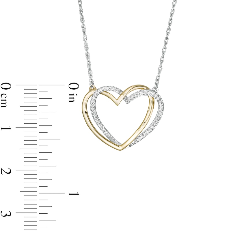 0.117 CT. T.W. Diamond Interlocking Hearts Necklace in Sterling Silver and 10K Gold