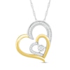 Thumbnail Image 0 of 0.085 CT. T.W. Diamond Double Heart Pendant in Sterling Silver and 10K Gold