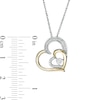 Thumbnail Image 2 of 0.085 CT. T.W. Diamond Double Heart Pendant in Sterling Silver and 10K Gold