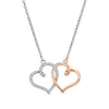 Thumbnail Image 0 of 0.085 CT. T.W. Diamond Interlocking Heart Necklace in Sterling Silver and 10K Rose Gold
