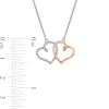 Thumbnail Image 2 of 0.085 CT. T.W. Diamond Interlocking Heart Necklace in Sterling Silver and 10K Rose Gold