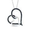 Thumbnail Image 0 of 0.37 CT. T.W. Black Enhanced Diamond Heart Link Pendant in Sterling Silver