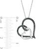 Thumbnail Image 2 of 0.37 CT. T.W. Black Enhanced Diamond Heart Link Pendant in Sterling Silver