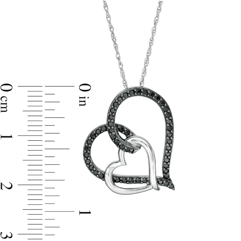 0.37 CT. T.W. Black Enhanced Diamond Heart Link Pendant in Sterling Silver