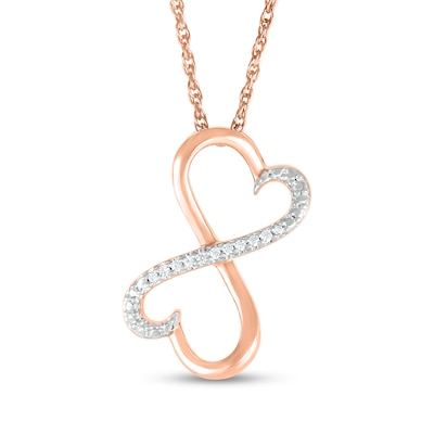 Diamond Accent Double Heart Infinity Loop Pendant in 10K Rose Gold