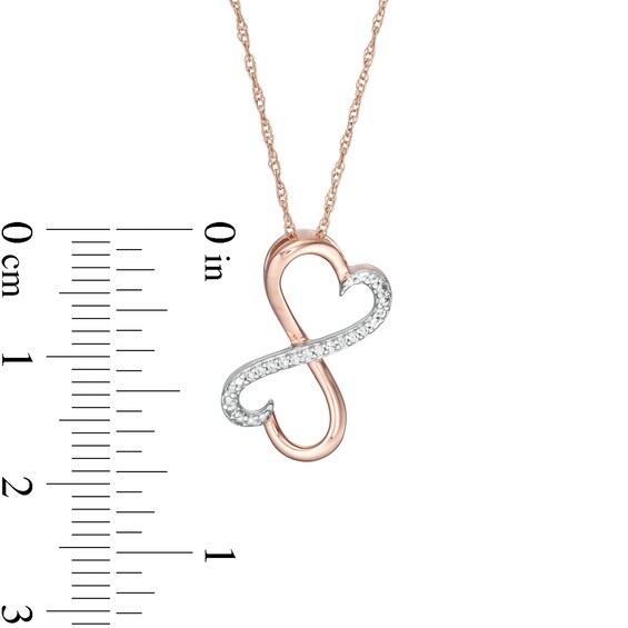 Diamond Accent Double Heart Infinity Loop Pendant in 10K Rose Gold