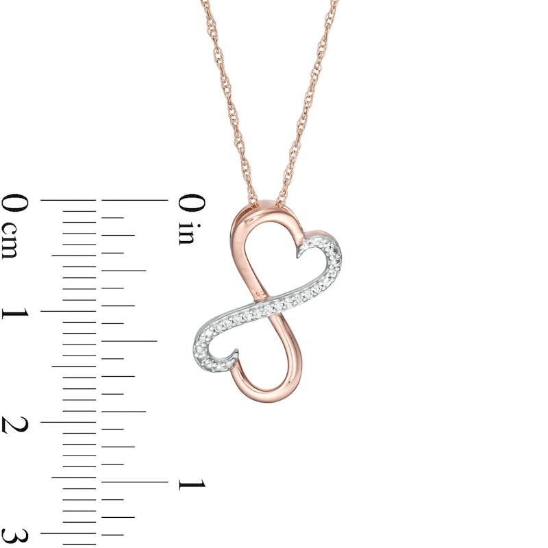Diamond Accent Double Heart Infinity Loop Pendant in 10K Rose Gold|Peoples Jewellers