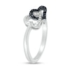 Thumbnail Image 2 of 0.04 CT. T.W. Black Enhanced and White Diamond Heart Link Ring in Sterling Silver