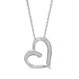 0.149 CT. T.W. Diamond Heart Pendant in Sterling Silver