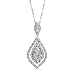 0.95 CT. T.W. Diamond Flame Teardrop Pendant in 10K White Gold