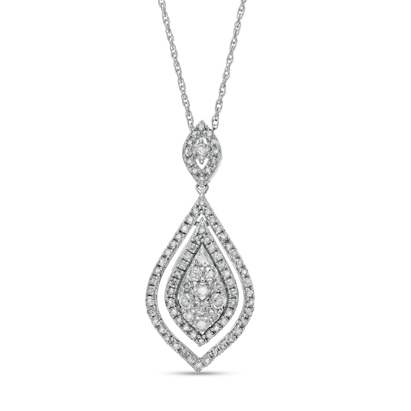 0.95 CT. T.W. Diamond Flame Teardrop Pendant in 10K White Gold|Peoples Jewellers