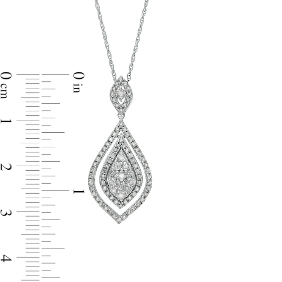 0.95 CT. T.W. Diamond Flame Teardrop Pendant in 10K White Gold