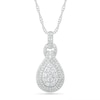 Thumbnail Image 0 of 0.69 CT. T.W. Composite Pear Diamond Double Teardrop Frame Doorknocker Pendant in 10K White Gold