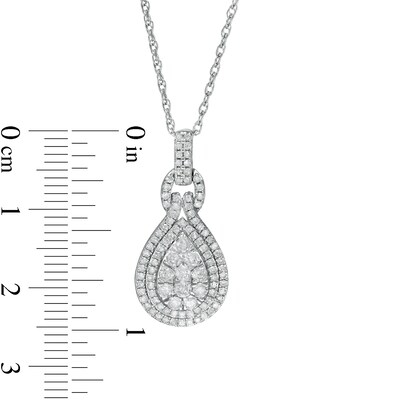 0.69 CT. T.W. Composite Pear Diamond Double Teardrop Frame Doorknocker Pendant in 10K White Gold