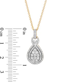 0.69 CT. T.W. Composite Pear Diamond Teardrop Frame Doorknocker Pendant in 10K Gold