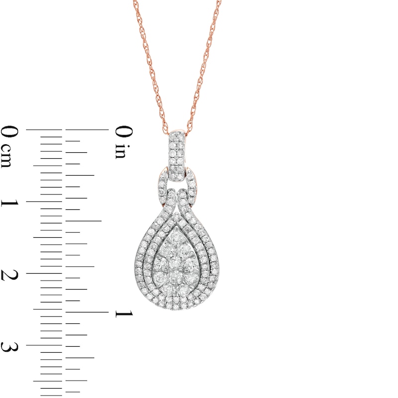 0.69 CT. T.W. Composite Pear Diamond Teardrop Frame Doorknocker Pendant in 10K Rose Gold|Peoples Jewellers
