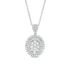 Thumbnail Image 1 of 0.95 CT. T.W. Composite Oval Diamond Frame Pendant in 10K White Gold