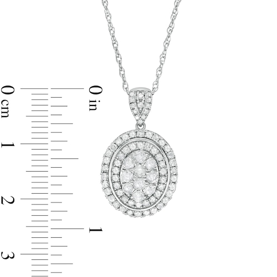 0.95 CT. T.W. Composite Oval Diamond Frame Pendant in 10K White Gold