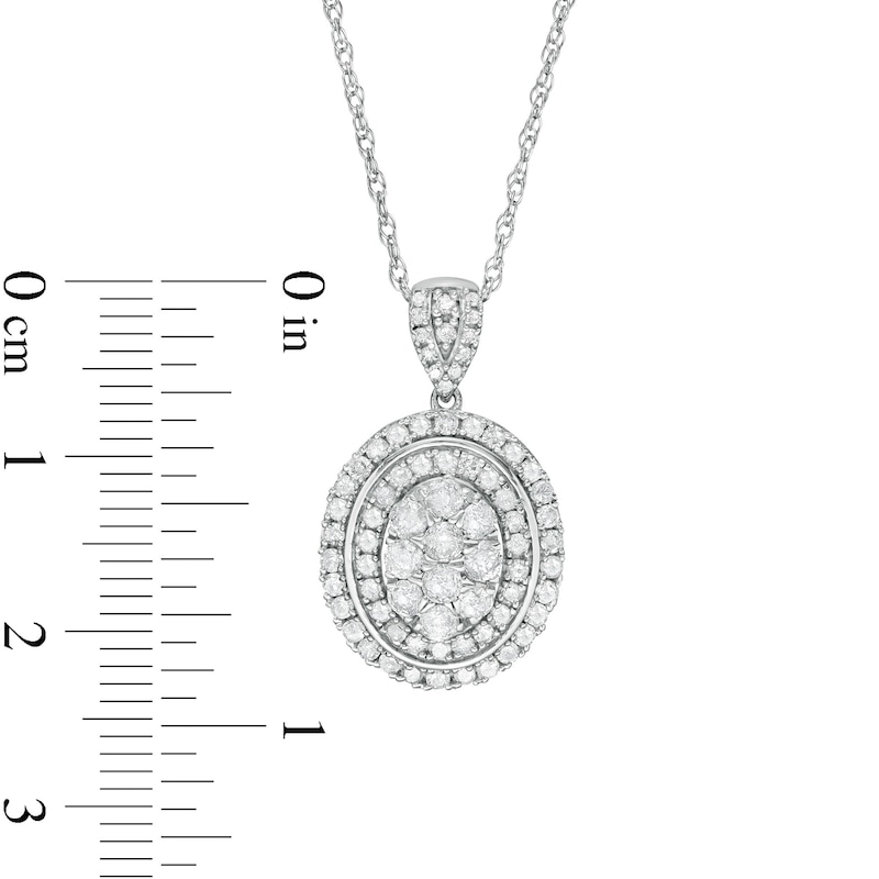 0.95 CT. T.W. Composite Oval Diamond Frame Pendant in 10K White Gold|Peoples Jewellers