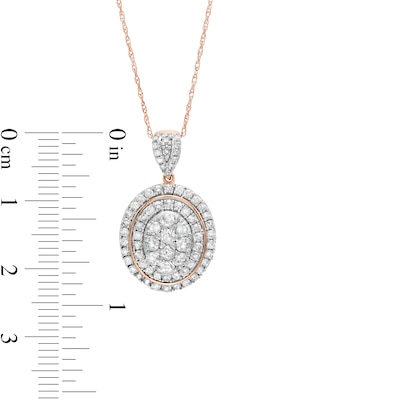 0.95 CT. T.W. Composite Oval Diamond Frame Pendant in 10K Rose Gold