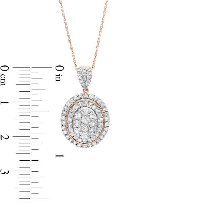 0.95 CT. T.W. Composite Oval Diamond Frame Pendant in 10K Rose Gold|Peoples Jewellers