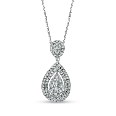 0.95 CT. T.W. Composite Diamond Teardrop Pendant in 10K Gold