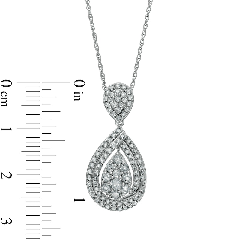 0.95 CT. T.W. Composite Diamond Teardrop Pendant in 10K White Gold