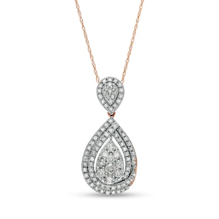 0.95 CT. T.W. Composite Diamond Teardrop Pendant in 10K Rose Gold