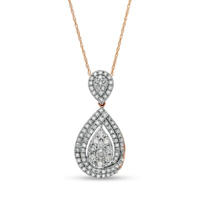 0.95 CT. T.W. Composite Diamond Teardrop Pendant in 10K Rose Gold