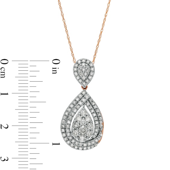 0.95 CT. T.W. Composite Diamond Teardrop Pendant in 10K Rose Gold