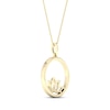 Thumbnail Image 2 of By Women for Women 0.25 CT. T.W. Diamond Circle Outline Lotus Flower Pendant in 10K Gold