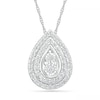 0.58 CT. T.W. Diamond Double Row Teardrop Frame Pendant in 10K White Gold