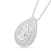 0.58 CT. T.W. Diamond Double Row Teardrop Frame Pendant in 10K White Gold