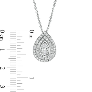 0.58 CT. T.W. Diamond Double Row Teardrop Frame Pendant in 10K White Gold