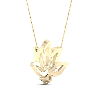 By Women for Women 0.05 CT. Diamond Solitaire Lotus Flower Necklace in 10K Gold