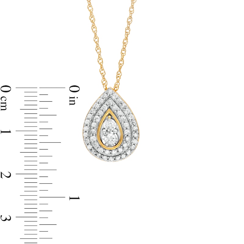 0.58 CT. T.W. Diamond Double Row Teardrop Pendant in 10K Gold|Peoples Jewellers