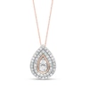 0.58 CT. T.W. Diamond Double Row Teardrop Pendant in 10K Rose Gold