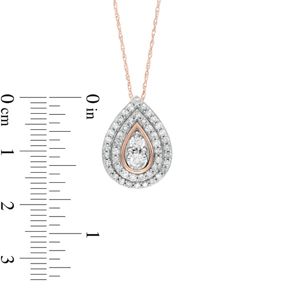 0.58 CT. T.W. Diamond Double Row Teardrop Pendant in 10K Rose Gold