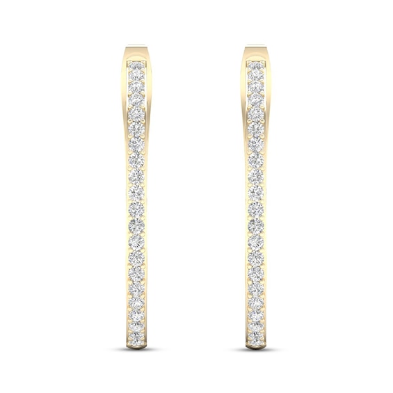 By Women for Women 0.33 CT. T.W. Diamond Lotus Flower Hoop Earrings in 10K Gold