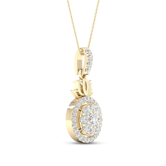 By Women for Women 0.33 CT. T.W. Composite Diamond Frame Lotus Flower Drop Pendant in 10K Gold