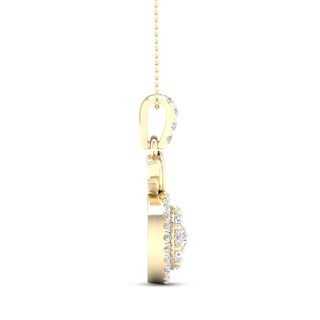 By Women for Women 0.33 CT. T.W. Composite Diamond Frame Lotus Flower Drop Pendant in 10K Gold