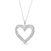 Thumbnail Image 0 of 0.45 CT. T.W. Baguette and Round Diamond Ribbon Heart Pendant in 10K White Gold