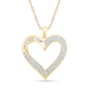 Thumbnail Image 0 of 0.45 CT. T.W. Baguette and Round Diamond Ribbon Heart Pendant in 10K Gold
