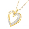 Thumbnail Image 1 of 0.45 CT. T.W. Baguette and Round Diamond Ribbon Heart Pendant in 10K Gold