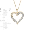 Thumbnail Image 2 of 0.45 CT. T.W. Baguette and Round Diamond Ribbon Heart Pendant in 10K Gold