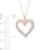 0.45 CT. T.W. Baguette and Round Diamond Ribbon Heart Pendant in 10K Rose Gold